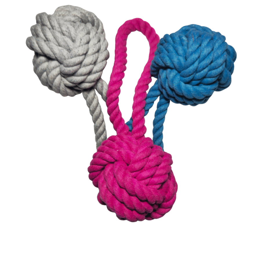 Bola de cuerda trenzada unicolor con agarre de 7 cm